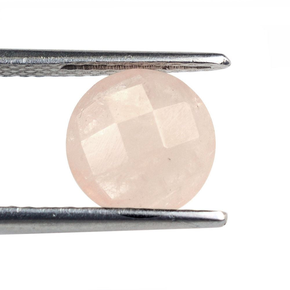 MILKY MORGANITE CHECKER CUT BRIOLETTE ROUND 10MM 3.51 Cts.