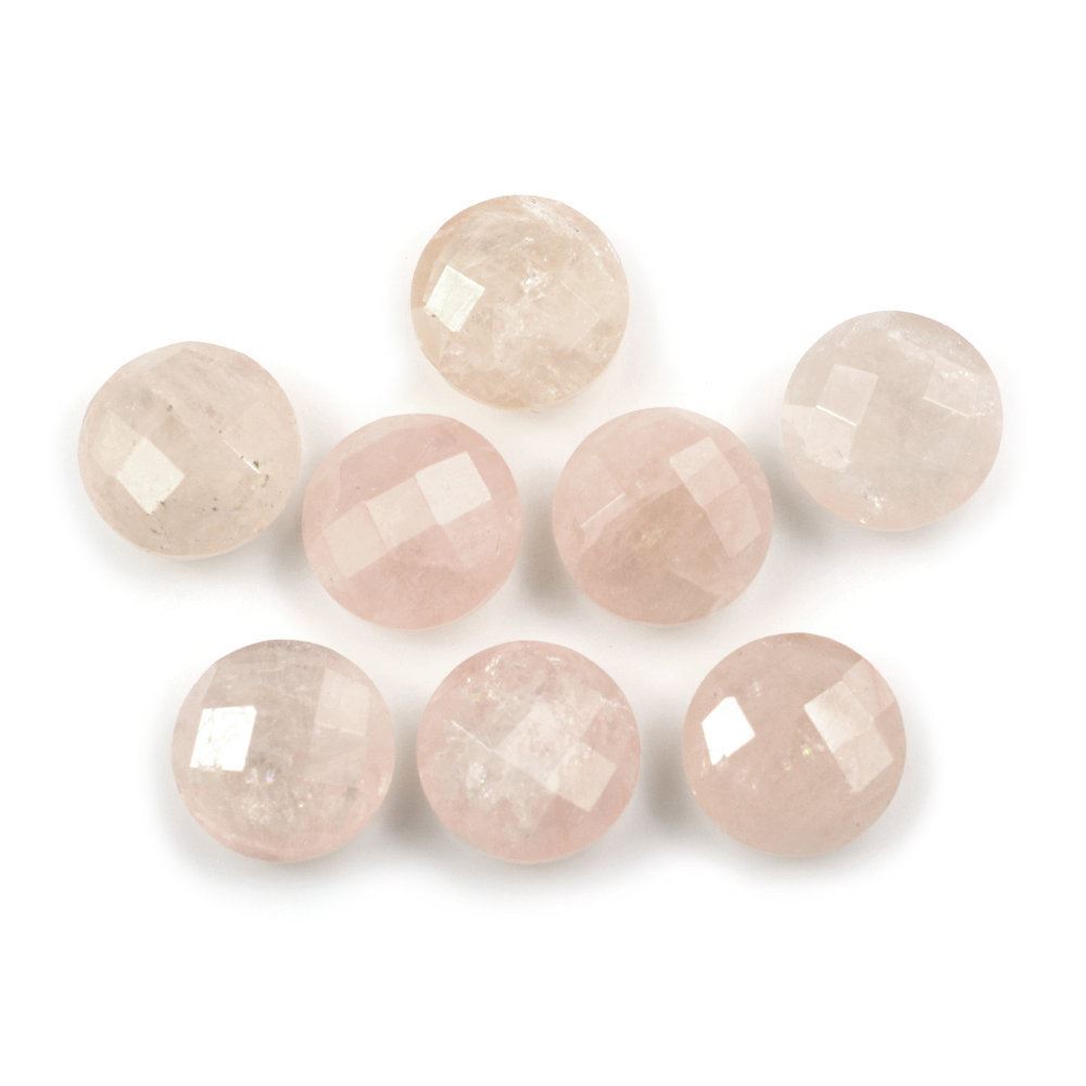 MILKY MORGANITE CHECKER CUT BRIOLETTE ROUND 10MM 3.51 Cts.