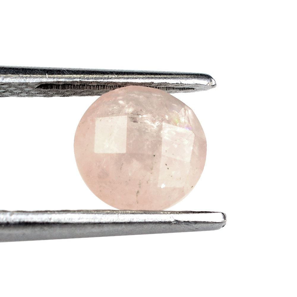 MILKY MORGANITE CHECKER CUT BRIOLETTE ROUND 8MM 1.87 Cts.