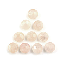 MILKY MORGANITE CHECKER CUT BRIOLETTE ROUND 8MM 1.87 Cts.