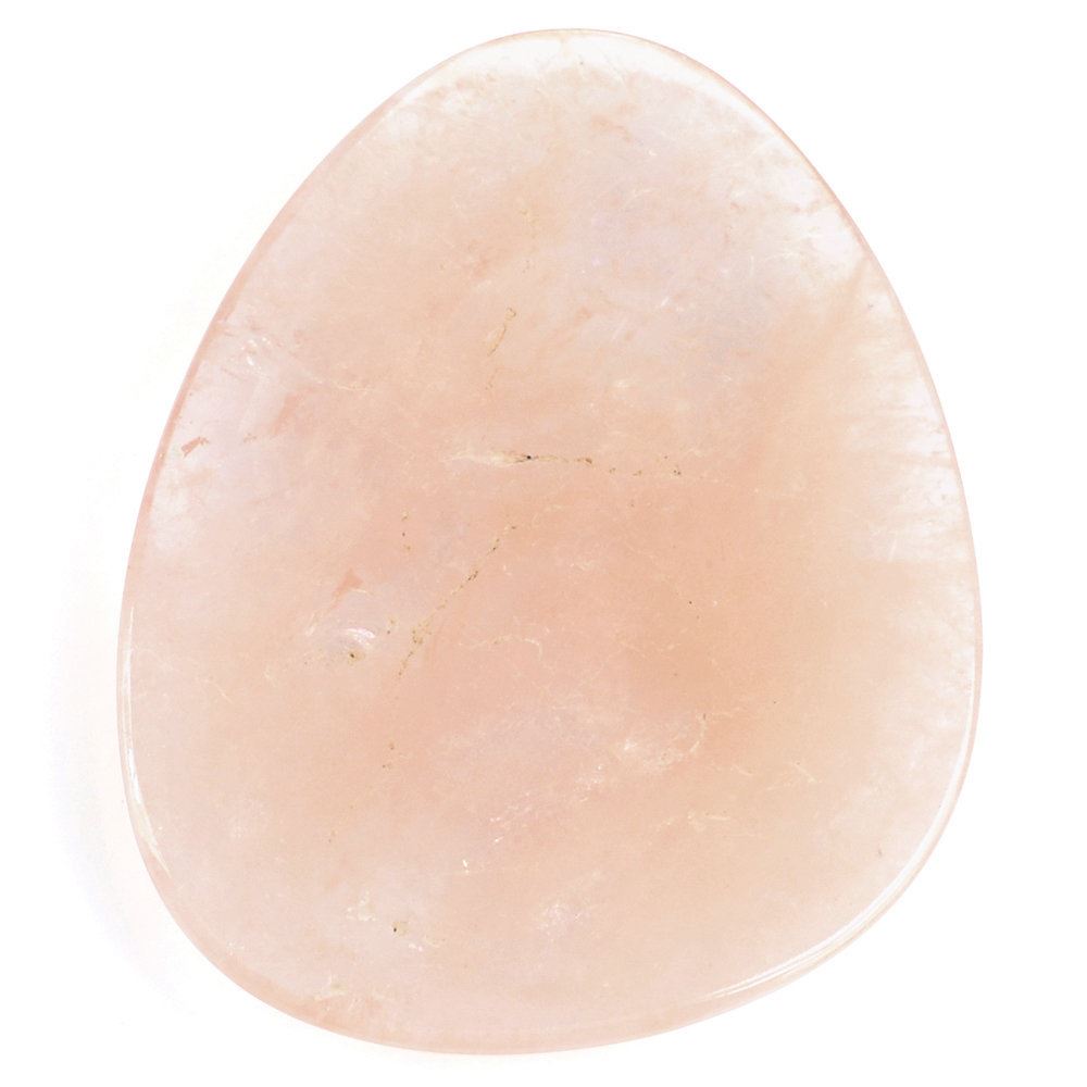 PEACH MORGANITE ROSE CUT IRREGULAR OVAL CAB (MILKY) 37.50X29MM 28.10 Cts.