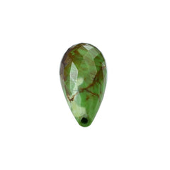 MOHAVE TURQUOISE LITE (GREEN)(MEDIUM MATRIX) (HALF DRILL 0.75) CHECKER FACETED FULLY ROUNDED DROPS 18.00X7.00 MM 4.85 Cts.