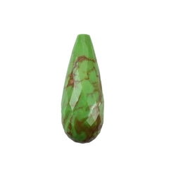 MOHAVE TURQUOISE LITE (GREEN)(MEDIUM MATRIX) (HALF DRILL 0.75) CHECKER FACETED FULLY ROUNDED DROPS 18.00X7.00 MM 4.85 Cts.
