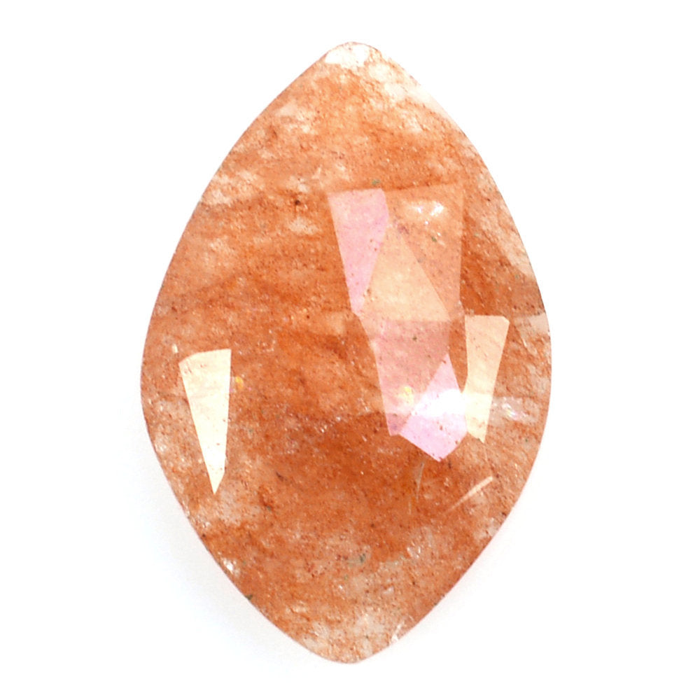 ORANGE AVENTURINE QUARTZ ROSE CUT BRIOLETTE IRREGULAR ONION SHAPE 14X9MM 2.47 Cts.