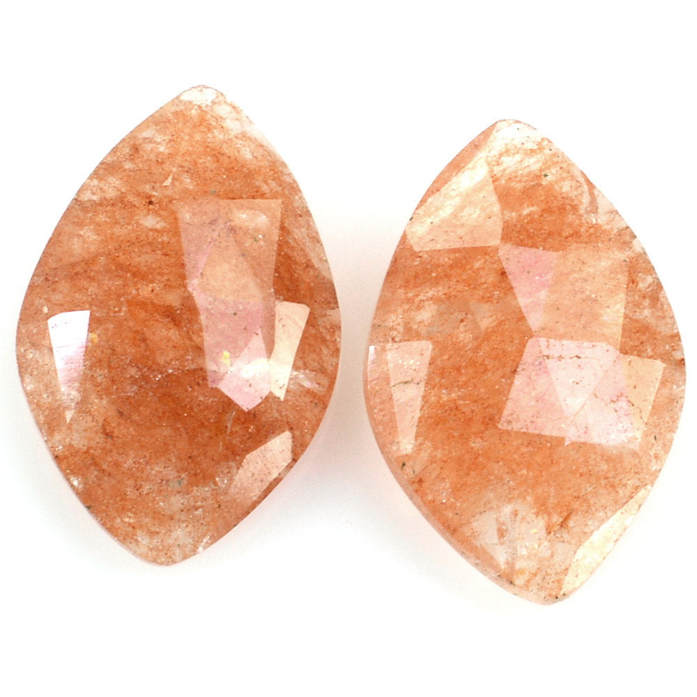 ORANGE AVENTURINE QUARTZ ROSE CUT BRIOLETTE IRREGULAR ONION SHAPE 14X9MM 2.47 Cts.