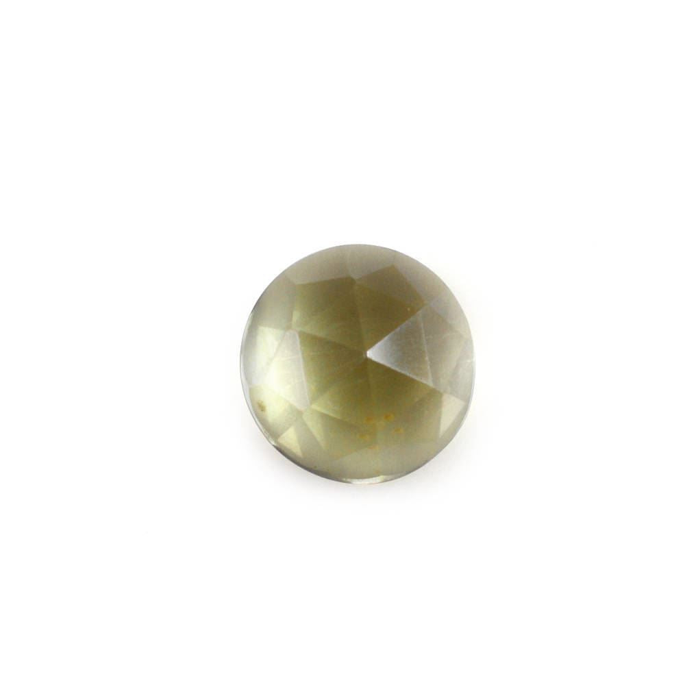 OLIVE QUARTZ ROSE CUT ROUND CAB 5MM 0.46 Cts.