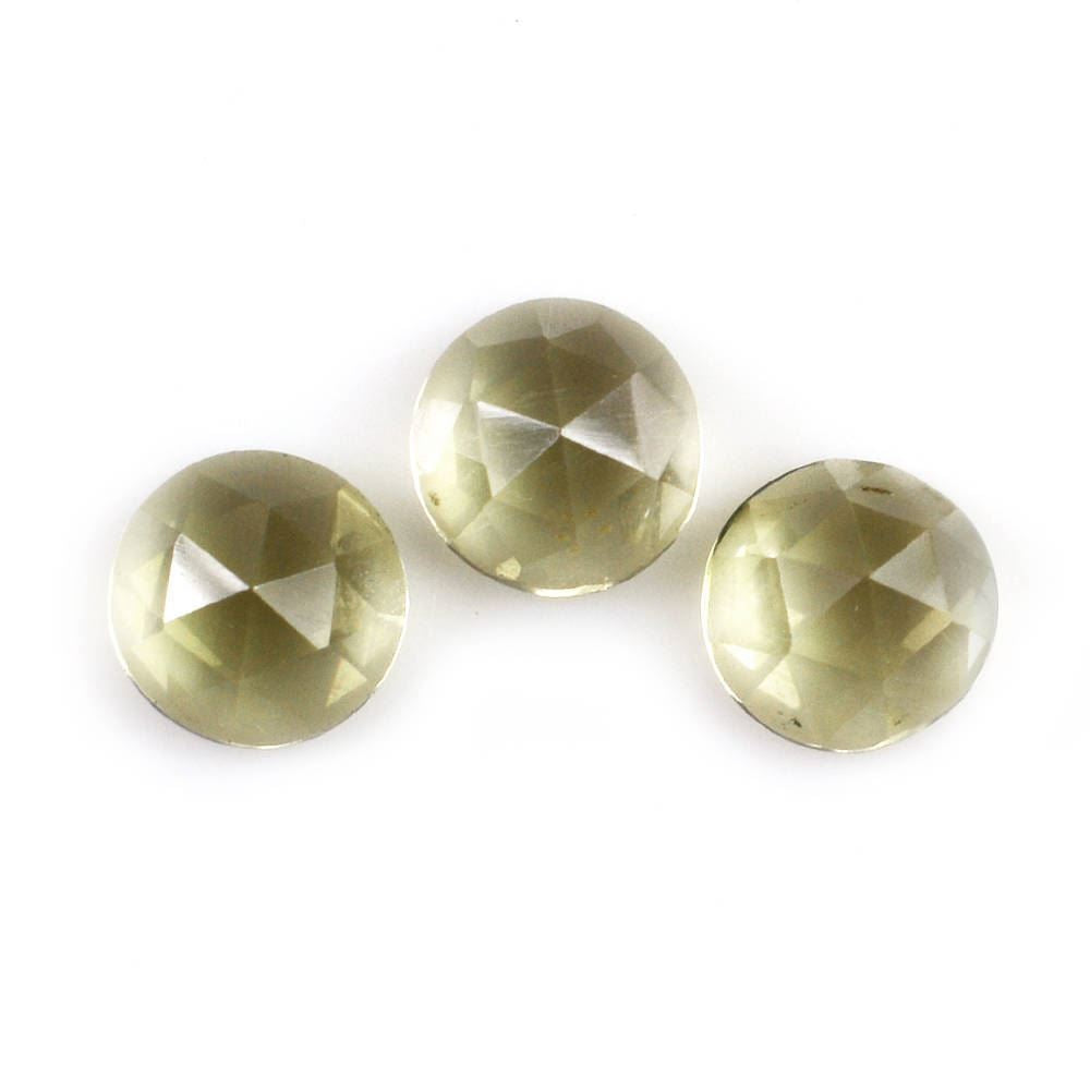 OLIVE QUARTZ ROSE CUT ROUND CAB 5MM 0.46 Cts.