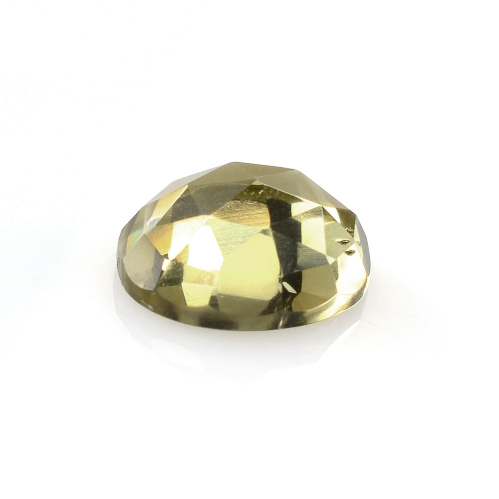 OLIVE QUARTZ ROSE CUT OVAL CAB 11X9MM 3.32 Cts.