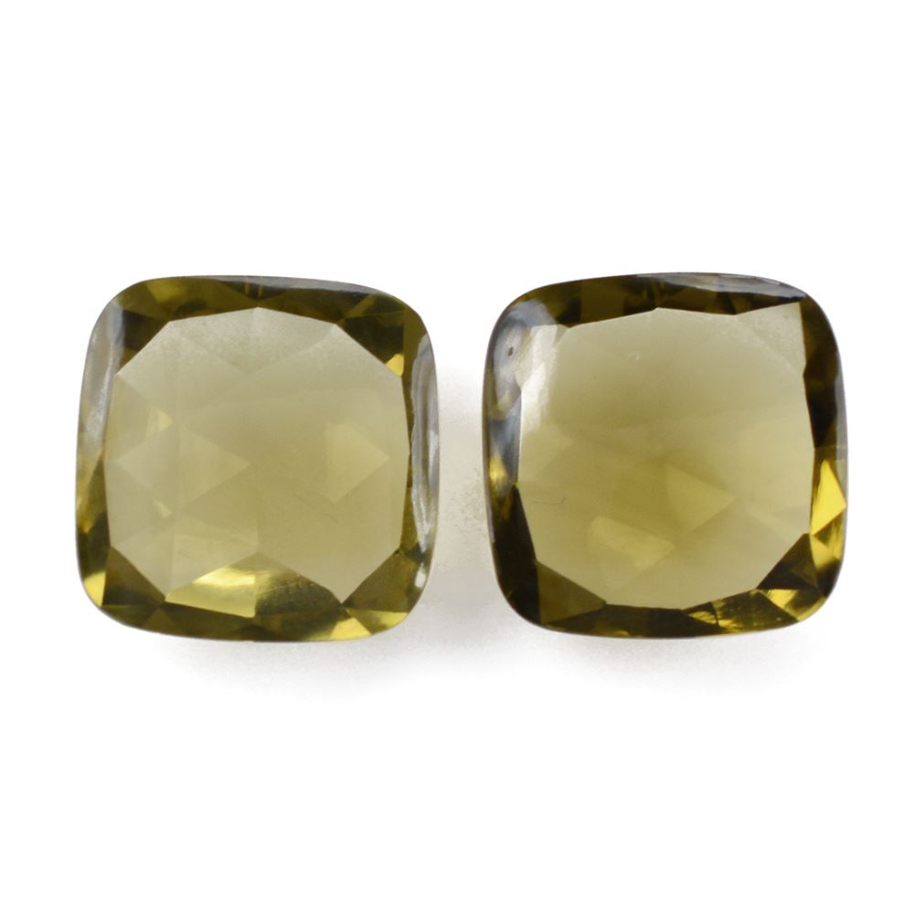 OLIVE QUARTZ ROSE CUT CUSHION CAB 17MM 16.78 Cts.