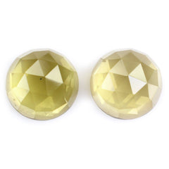 OLIVE QUARTZ ROSE CUT ROUND CAB 12MM 6.08 Cts.