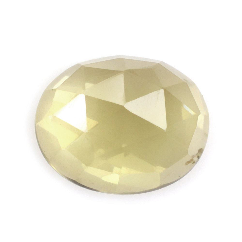 OLIVE QUARTZ ROSE CUT OVAL CAB 10X8MM 2.45 Cts.