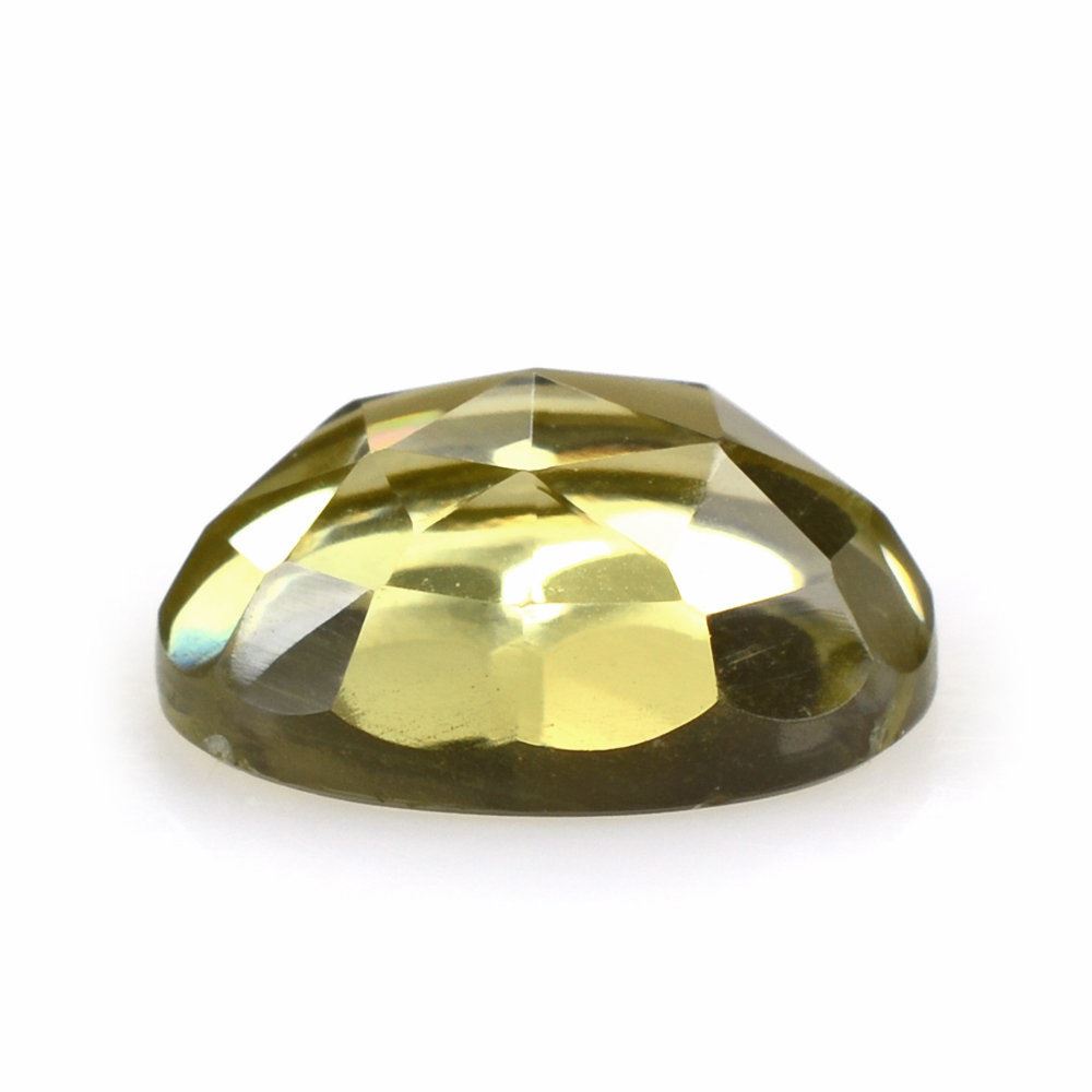 OLIVE QUARTZ ROSE CUT OVAL CAB 10X8MM 2.45 Cts.