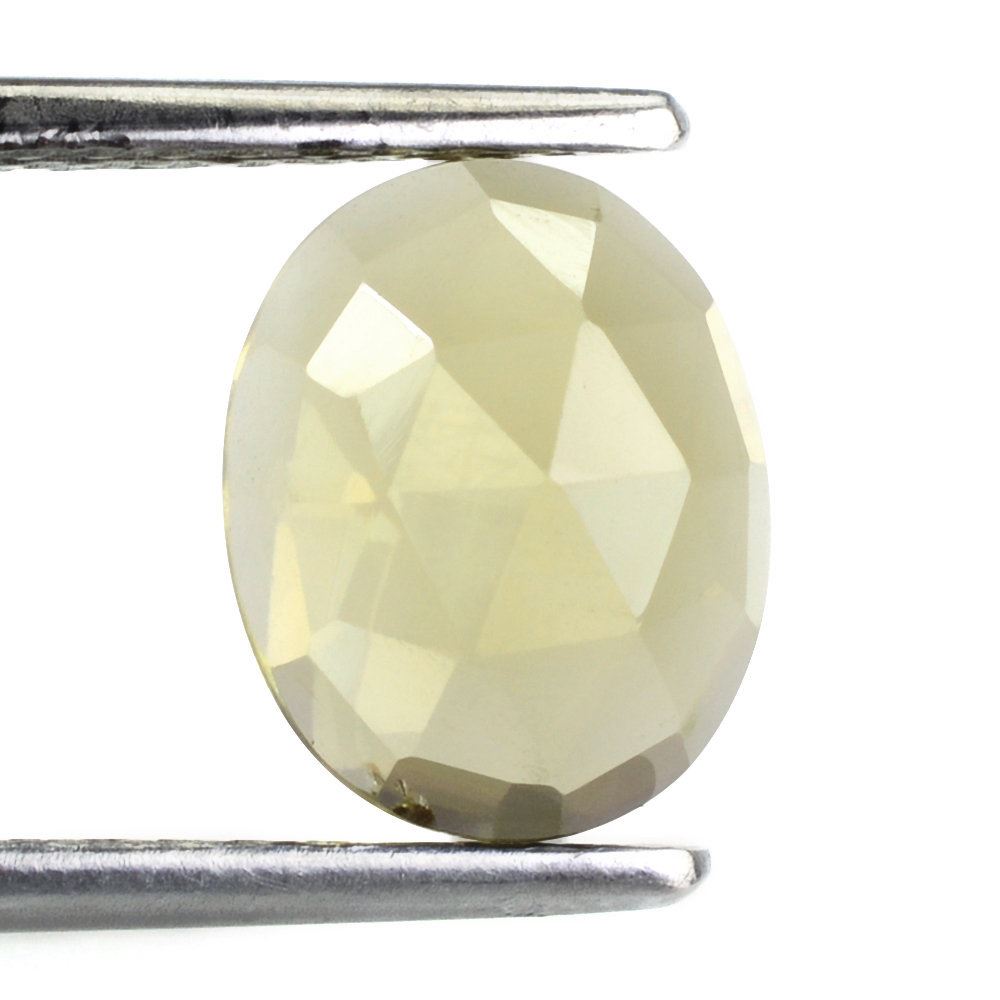 OLIVE QUARTZ ROSE CUT OVAL CAB 10X8MM 2.45 Cts.