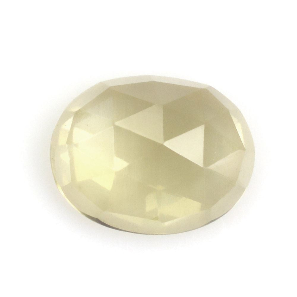 OLIVE QUARTZ ROSE CUT OVAL CAB 9X7MM 1.63 Cts.