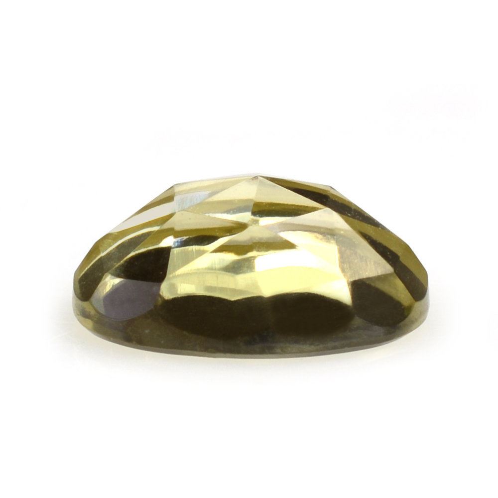 OLIVE QUARTZ ROSE CUT OVAL CAB 9X7MM 1.63 Cts.