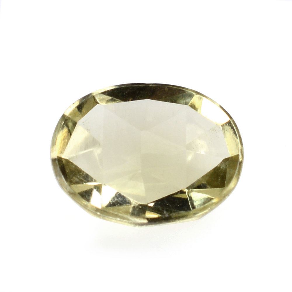 OLIVE QUARTZ ROSE CUT OVAL CAB 9X7MM 1.63 Cts.