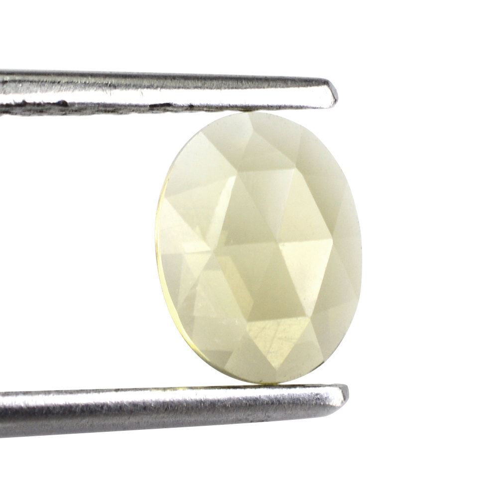 OLIVE QUARTZ ROSE CUT OVAL CAB 8X6MM 1.13 Cts.