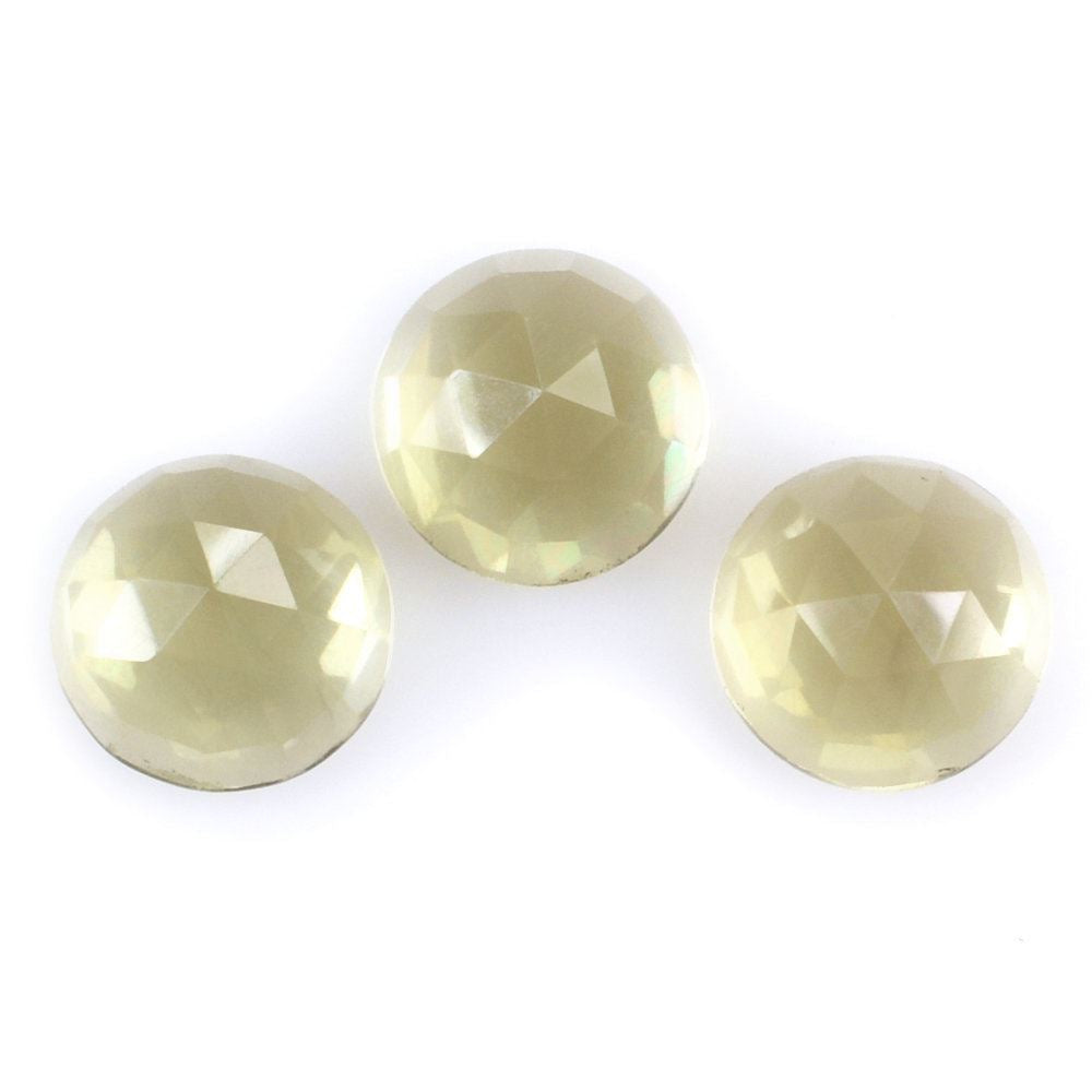 OLIVE QUARTZ ROSE CUT ROUND CAB 6MM 0.79 Cts.