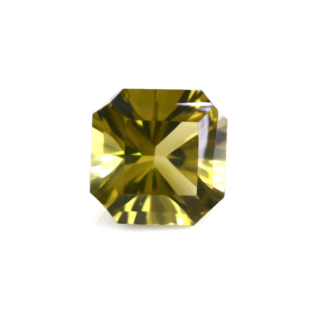 OLIVE QUARTZ CONCAVE ASCHER CUT SQUARE-OCTAGON (DES#138) 10MM 3.80 Cts.