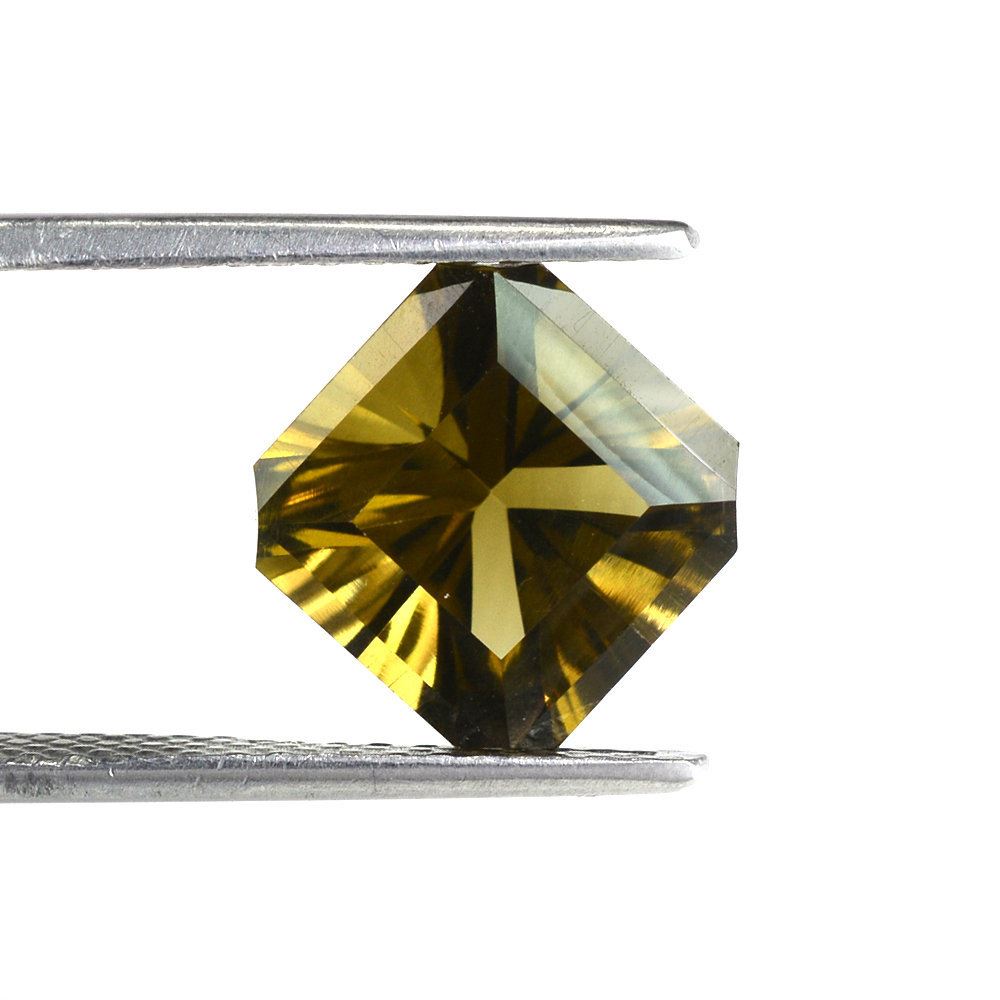 OLIVE QUARTZ ASCHER CONCAVE SQUARE-OCTAGON (DES#139) 10MM 4.00 Cts.