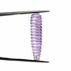 PINK AMETHYST SPIRAL CARVED DROPS HALF DRILL 28X7MM 10.42 Cts.