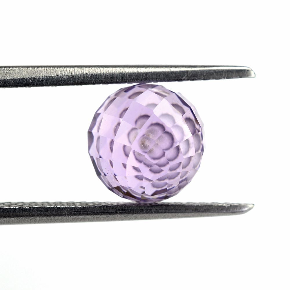 PINK AMETHYST CHECKER CUT BALLS (HALF DRILL) 8MM 3.48 Cts.