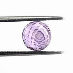 PINK AMETHYST CHECKER CUT BALLS (HALF DRILL) 8MM 3.48 Cts.
