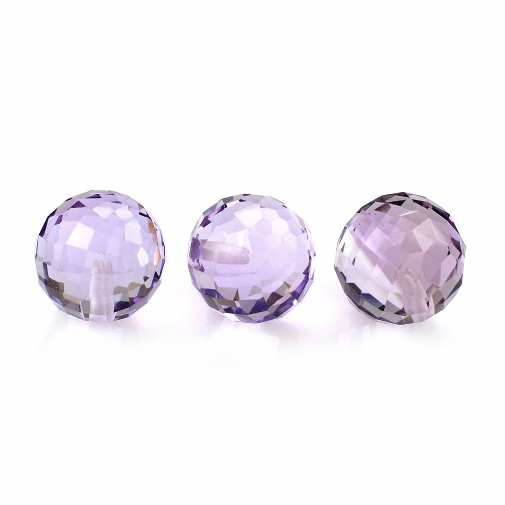 PINK AMETHYST CHECKER CUT BALLS (HALF DRILL) 8MM 3.48 Cts.