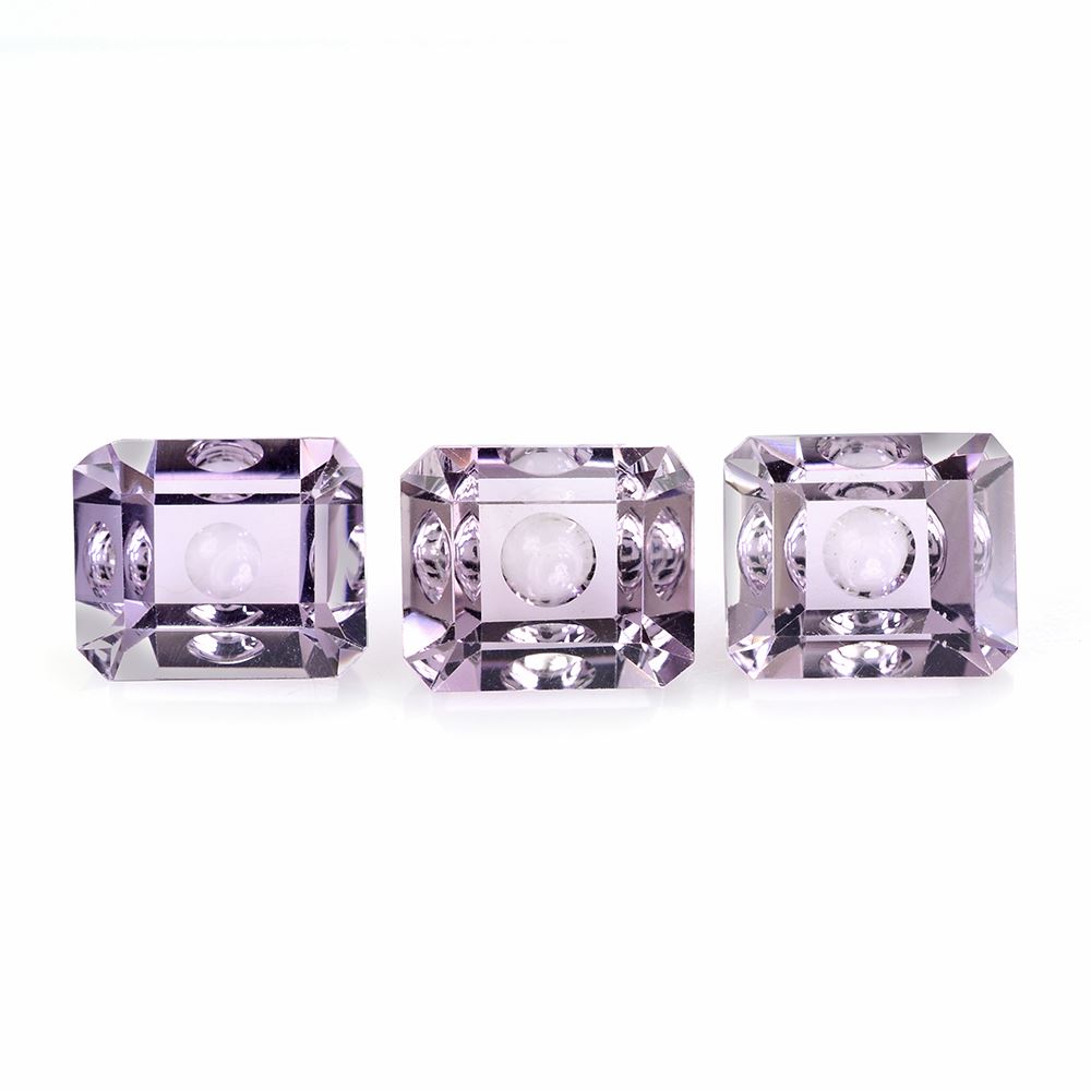 PINK AMETHYST MIRROR CUT BUBBLY OCTAGON 12X10MM 5.75 Cts.