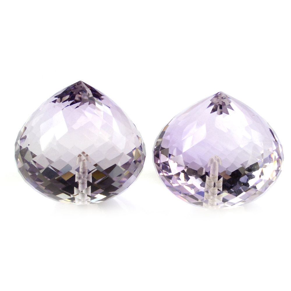 PINK AMETHYST ONION DROPS (HALF DRILL 1.20MM)  18X17MM 32.72 Cts.