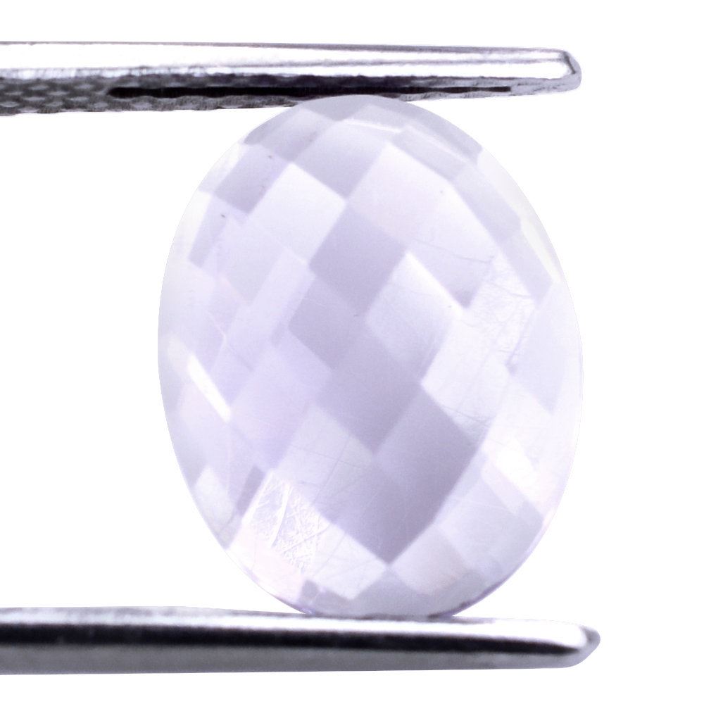 PINK AMETHYST CHECKER OVAL CAB 13X10MM 4.36 Cts.