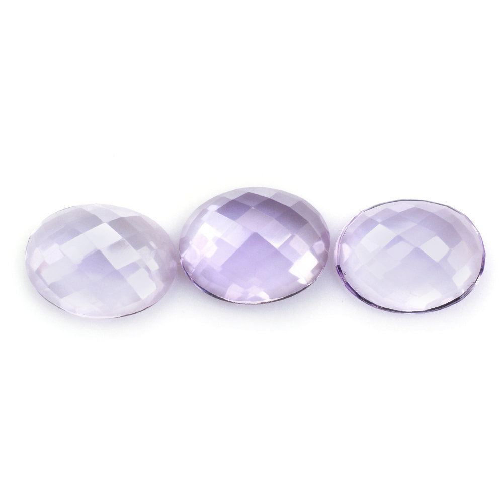 PINK AMETHYST CHECKER OVAL CAB 13X10MM 4.36 Cts.