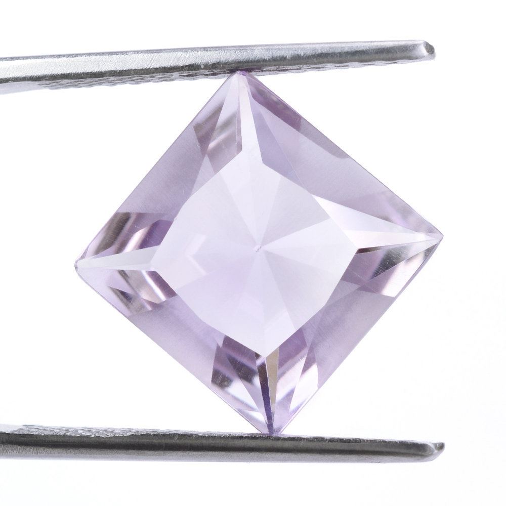 PINK AMETHYST ONE FACET PLOISH ONE FACET UNPLOISH PRINCESS CUT SQUARE (DES#29) 12MM 6.52 Cts.