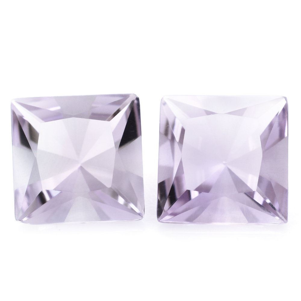 PINK AMETHYST ONE FACET PLOISH ONE FACET UNPLOISH PRINCESS CUT SQUARE (DES#29) 12MM 6.52 Cts.