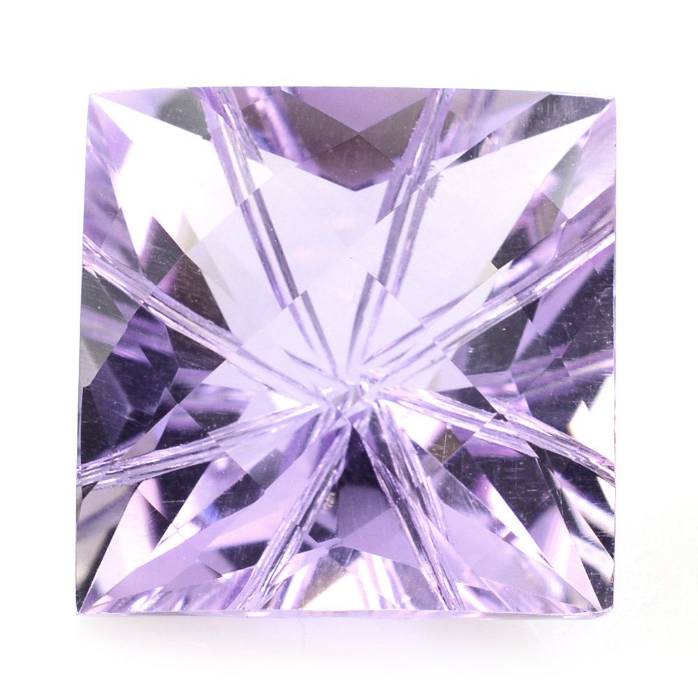 PINK AMETHYST CHECKER TOP PRINCESS BACK LAZER CUT SQUARE (DES#22) 15MM 14.60 Cts.