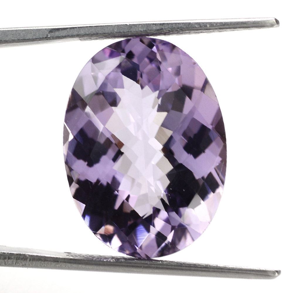 PINK AMETHYST CHECKER CUT OVAL 20X15MM 13.80 Cts.