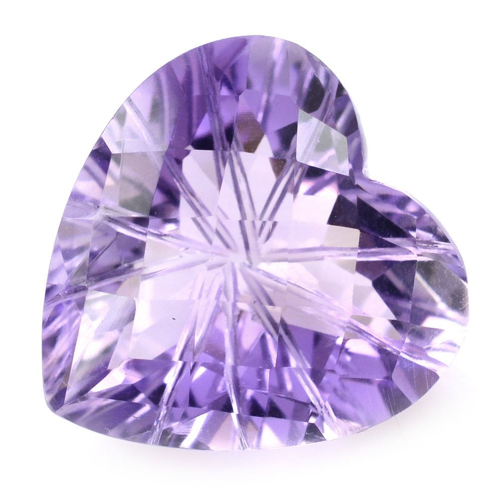 PINK AMETHYST CHECKER CUT ON TOP BACK LAZER CUT HEART 15MM 9.90 Cts.