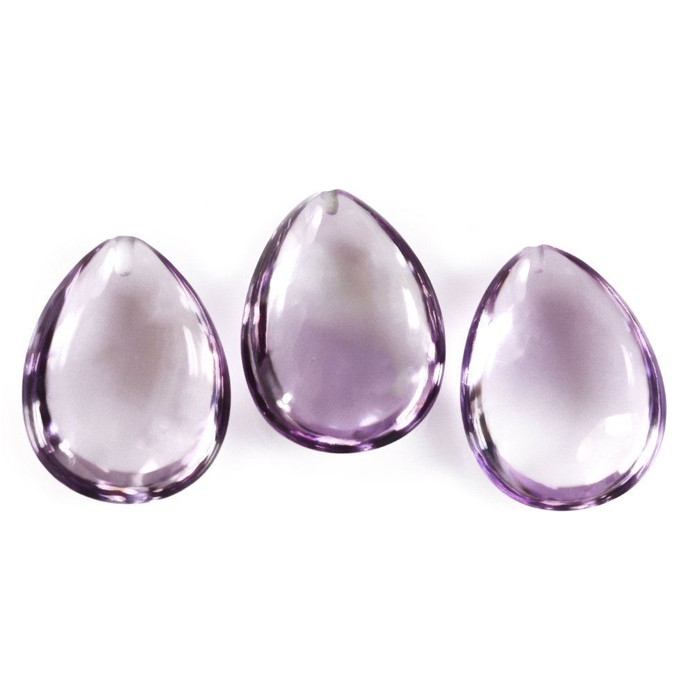 PINK AMETHYST LENTIL PEAR (HALF DRILL 1.00MM) 20X15MM 13.89 Cts.