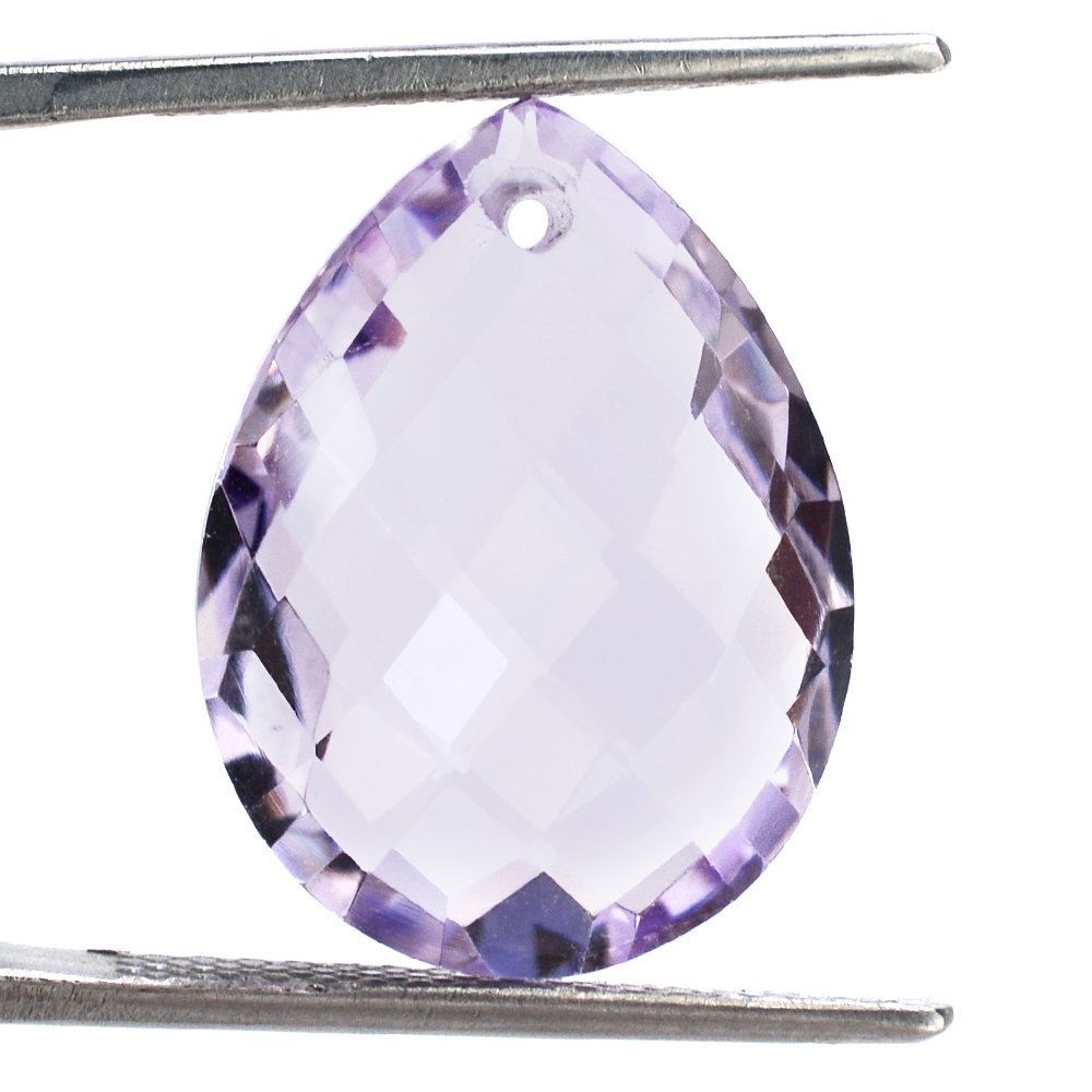 PINK AMETHYST BRIOLETTE PEAR (FULL DRILL 1.00MM) 20X15MM 13.40 Cts.