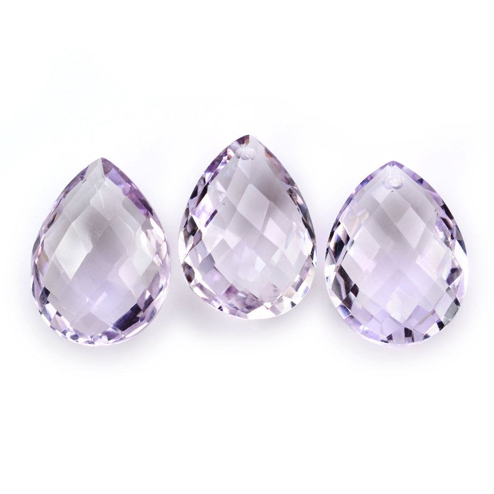 PINK AMETHYST BRIOLETTE PEAR (FULL DRILL 1.00MM) 20X15MM 13.40 Cts.