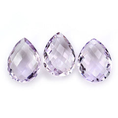 PINK AMETHYST BRIOLETTE PEAR (FULL DRILL 1.00MM) 20X15MM 13.40 Cts.