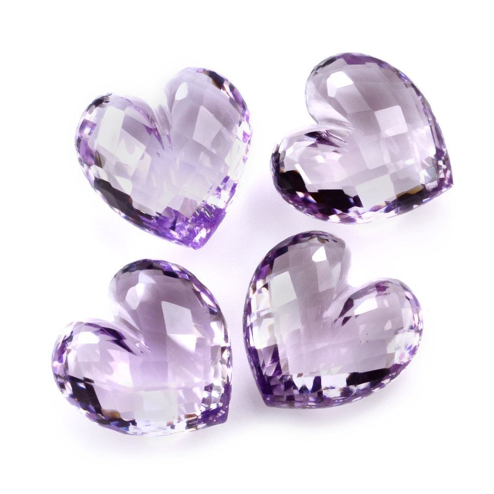 PINK AMETHYST BRIOLETTE HEART (HALF DRILL 1.00MM) 20MM 28.35 Cts.