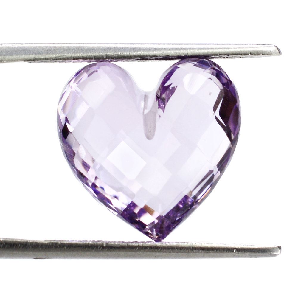 PINK AMETHYST BRIOLETTE HEART (AAA/CLEAN) (HALF DRILL 1.00MM) 14MM 9.29 Cts.
