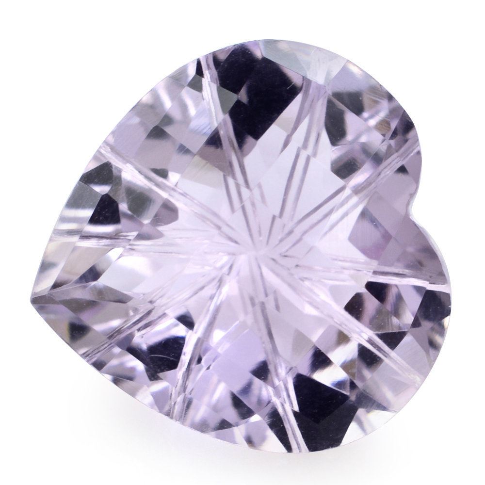 PINK AMETHYST CHECKER CUT ON TOP BACK LAZER CUT HEART 15MM 9.05 Cts.