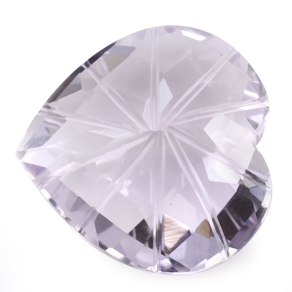 PINK AMETHYST CHECKER CUT ON TOP BACK LAZER CUT HEART 15MM 9.05 Cts.