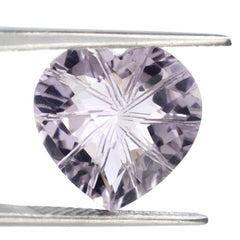 PINK AMETHYST CHECKER CUT ON TOP BACK LAZER CUT HEART 15MM 9.05 Cts.