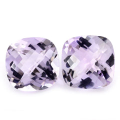 PINK AMETHYST CHECKER CUT CUSHION 14MM 9.45 Cts.