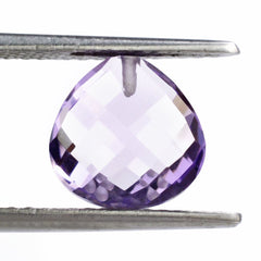 PINK AMETHYST BRIOLETTE PEAR TABEEZ (HALF DRILL 0.70MM) 10MM 3.09 Cts.