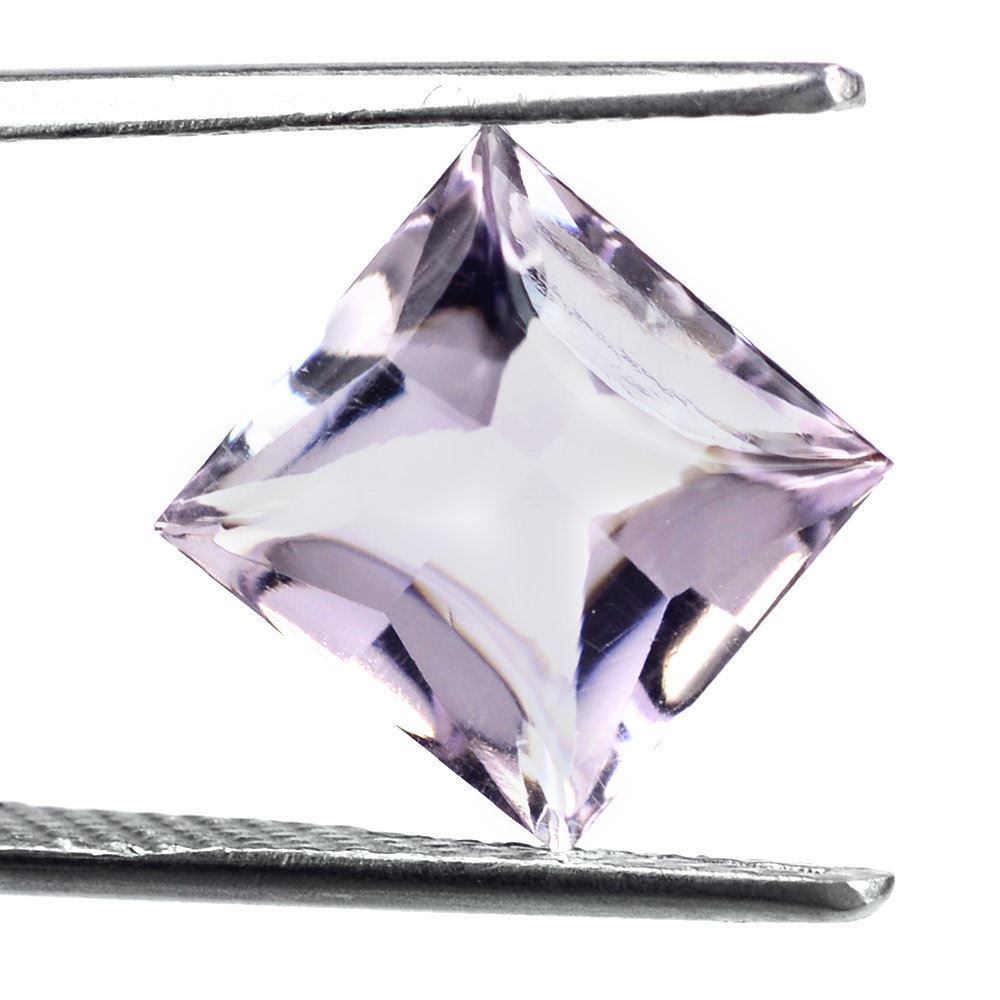 PINK AMETHYST BUFFTOP PRINCESS CUT SQUARE (LITE) 10MM 4.46 Cts.