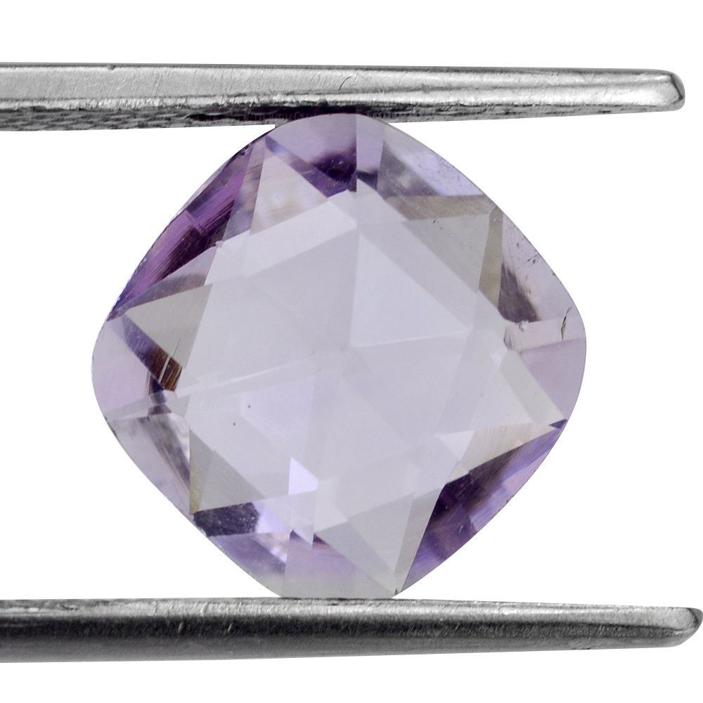 PINK AMETHYST ROSE CUT BRIOLETTE CUSHION 10MM 3.28 Cts.